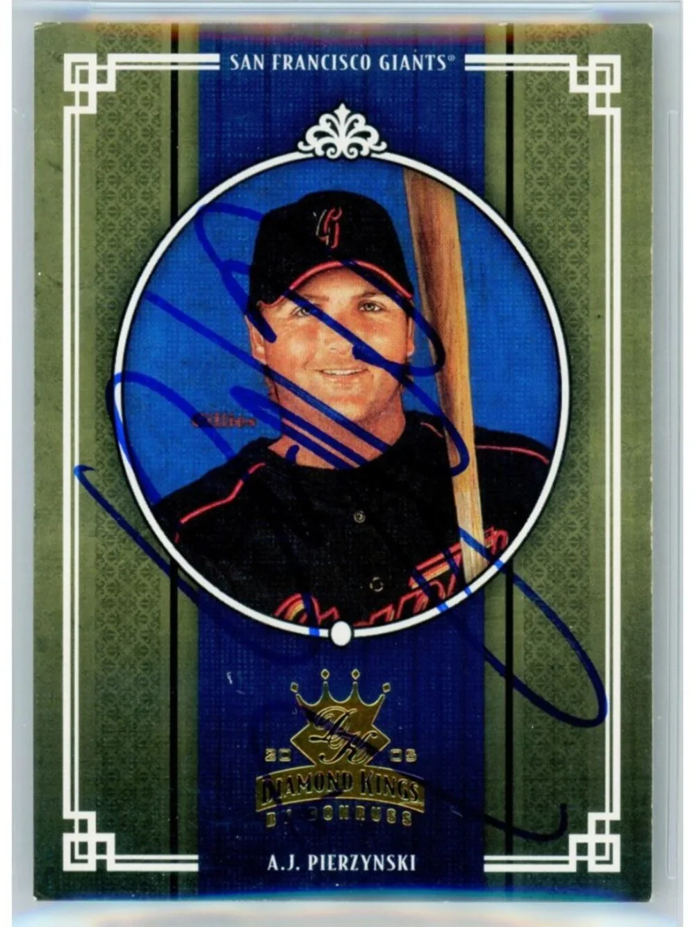 A.J. Pierzynski Signed 2005 Donruss Diamond Kings #200 Giants Card BAS Slab